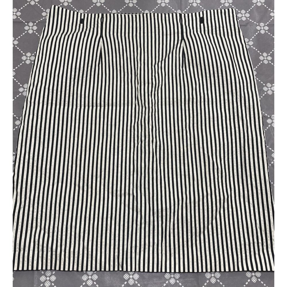 Ellen Tracy Pin Stripe Skirt Sz 14 Black Cream Prep Pencil Academia Dress D37